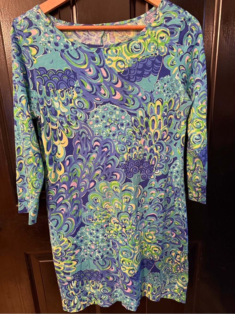 Lilly Pulitzer Blue, Green & Purple Abstract Print Dress